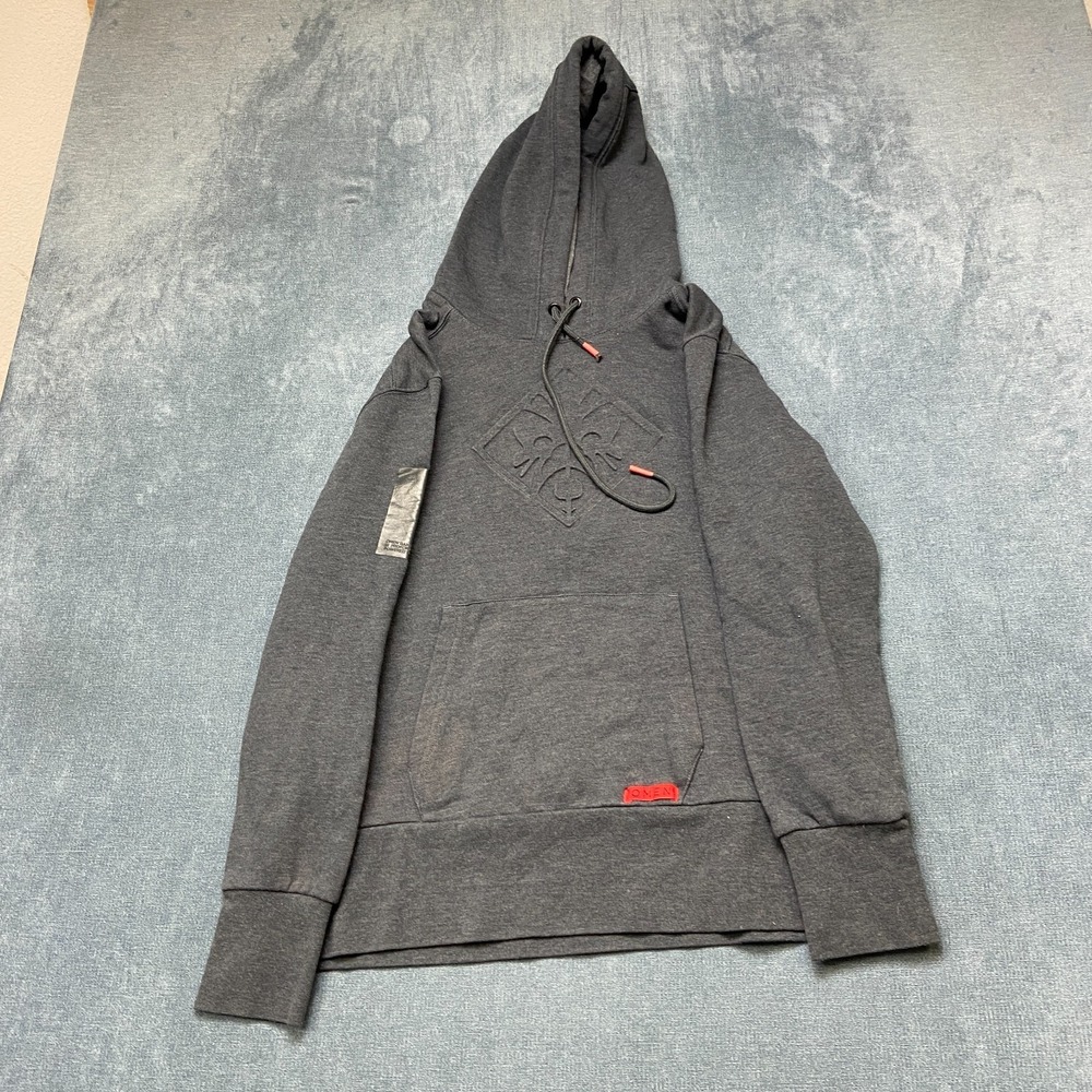 Omen By Hp Hoodie Mens XL Gray Logo Drawstring Fleece Lined Kangaroo Pockets